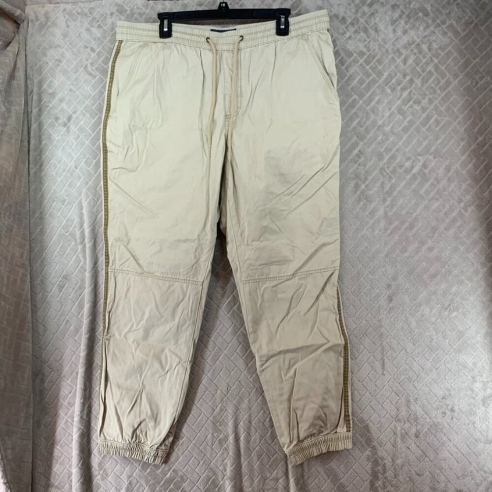 American Rag Mens XL Drawstring Jogger Pants Beige Relaxed Pull On High Rise